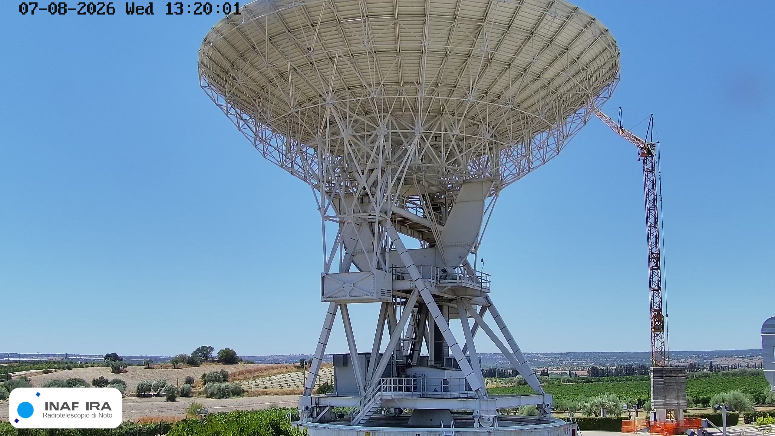 Immagine in diretta dal Radiotelescopio di Noto