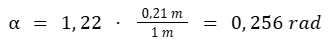Calculation of the resolving power at 21 cm with a 1 m diameter